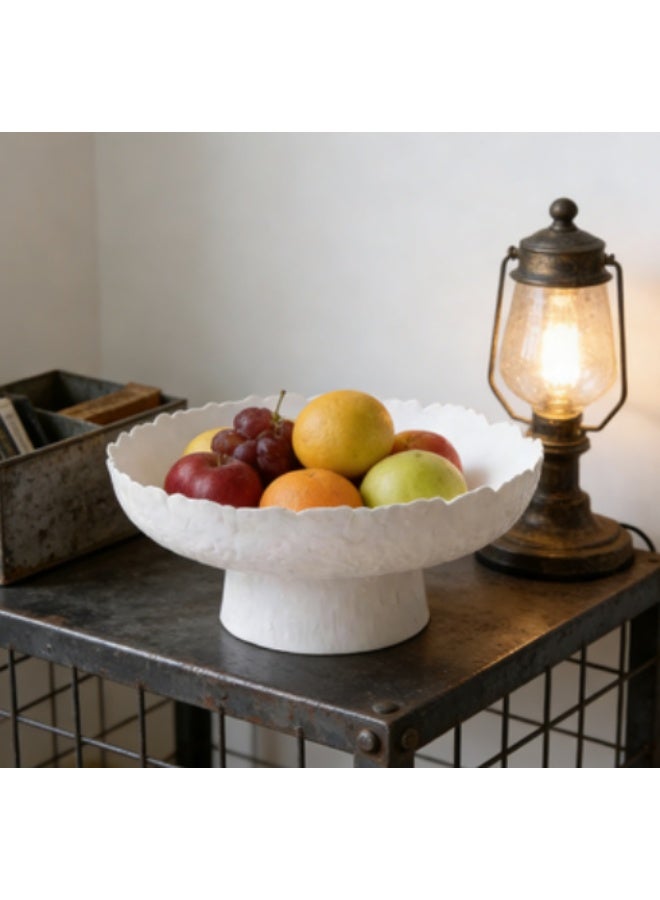 Arabest Large White Decorative Bowl, White Pedestal Bowl, Glass Decorative Bowls, Modern Fruit Bowl for Home Decor, Key Bowl, Candy Bowls, Smudge Bowls, Coffee Tables Centerpiece - Image 4